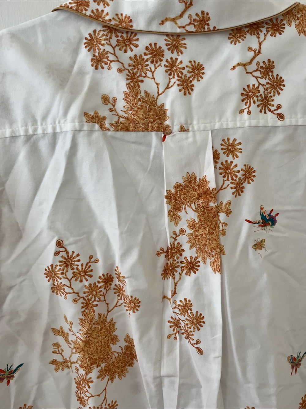 Natori White Cotton Pajama Set with Orange Floral Embroidery - Picture 5 of 5